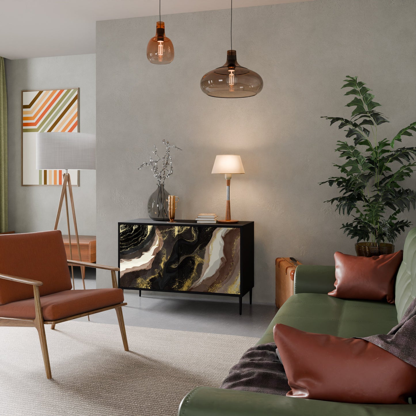 GOLD DUST 2-Door Sideboard in Black Finish