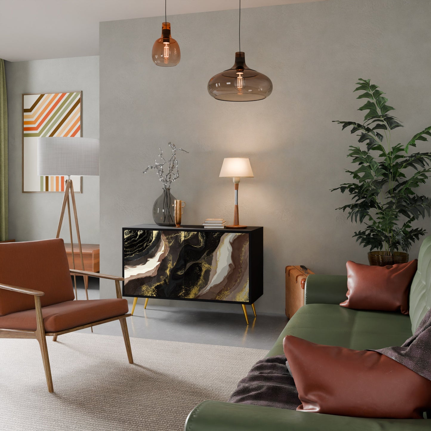 GOLD DUST 2-Door Sideboard in Black Finish