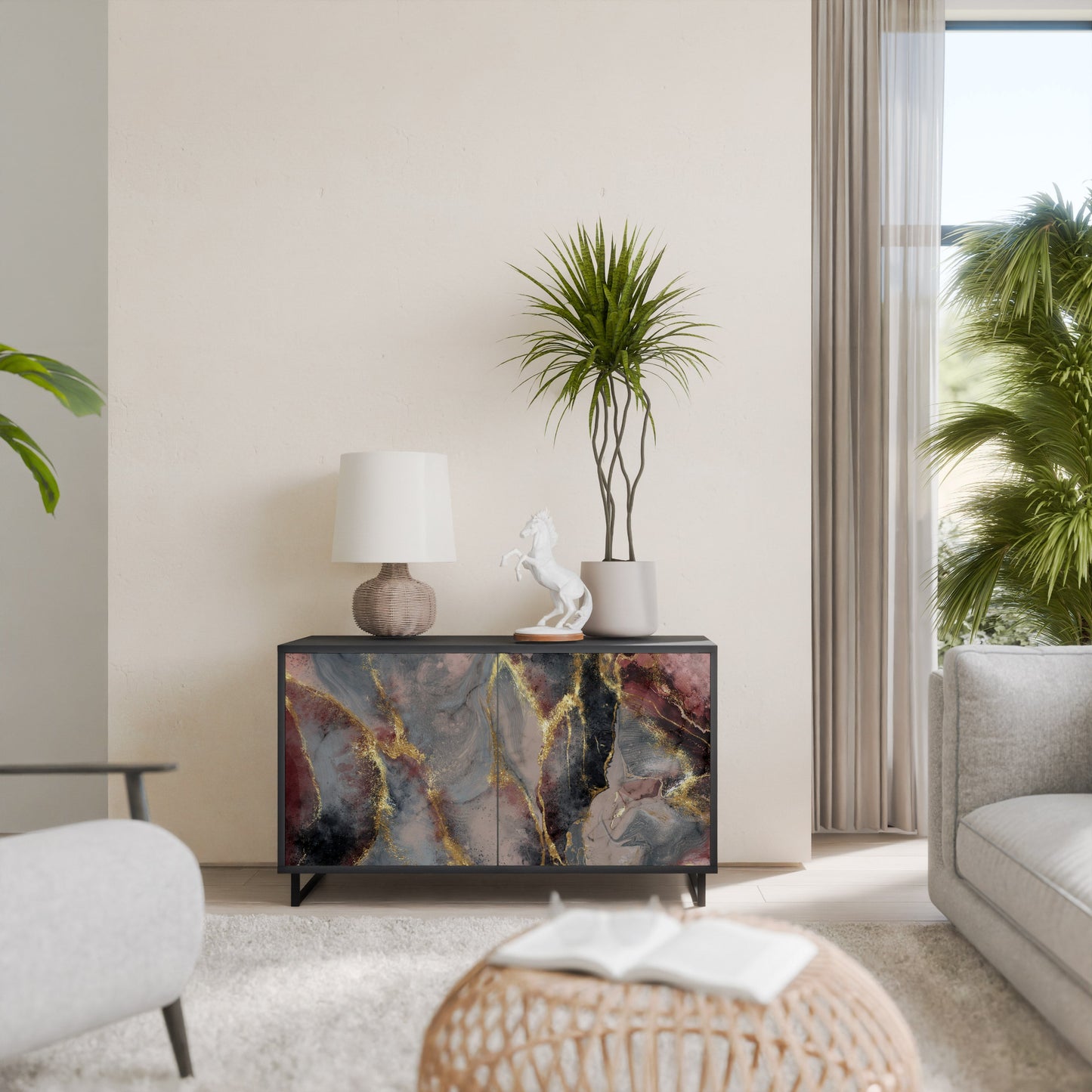 GOLDEN TIDES 2-Door Sideboard in Black Finish