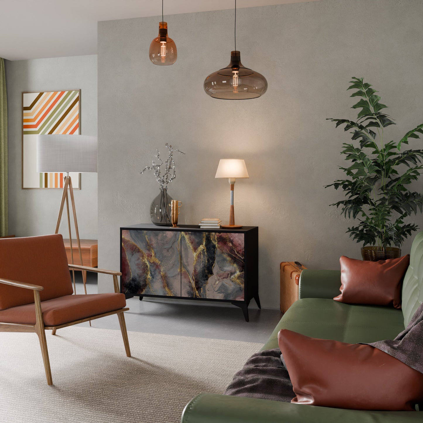 GOLDEN TIDES 2-Door Sideboard in Black Finish