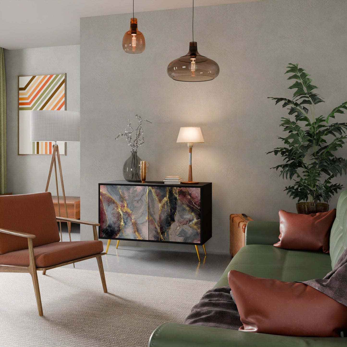 GOLDEN TIDES 2-Door Sideboard in Black Finish