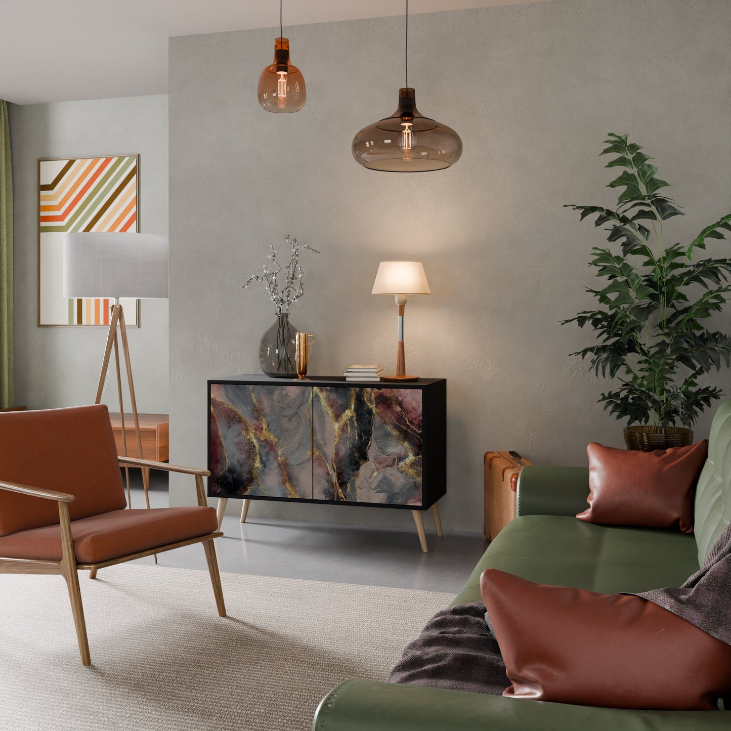 GOLDEN TIDES 2-Door Sideboard in Black Finish