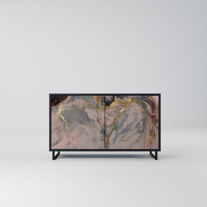 GILDED SWIRLS 2-Door Sideboard in Black Finish