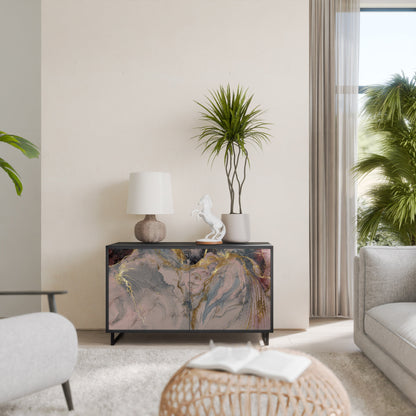 GILDED SWIRLS 2-Door Sideboard in Black Finish
