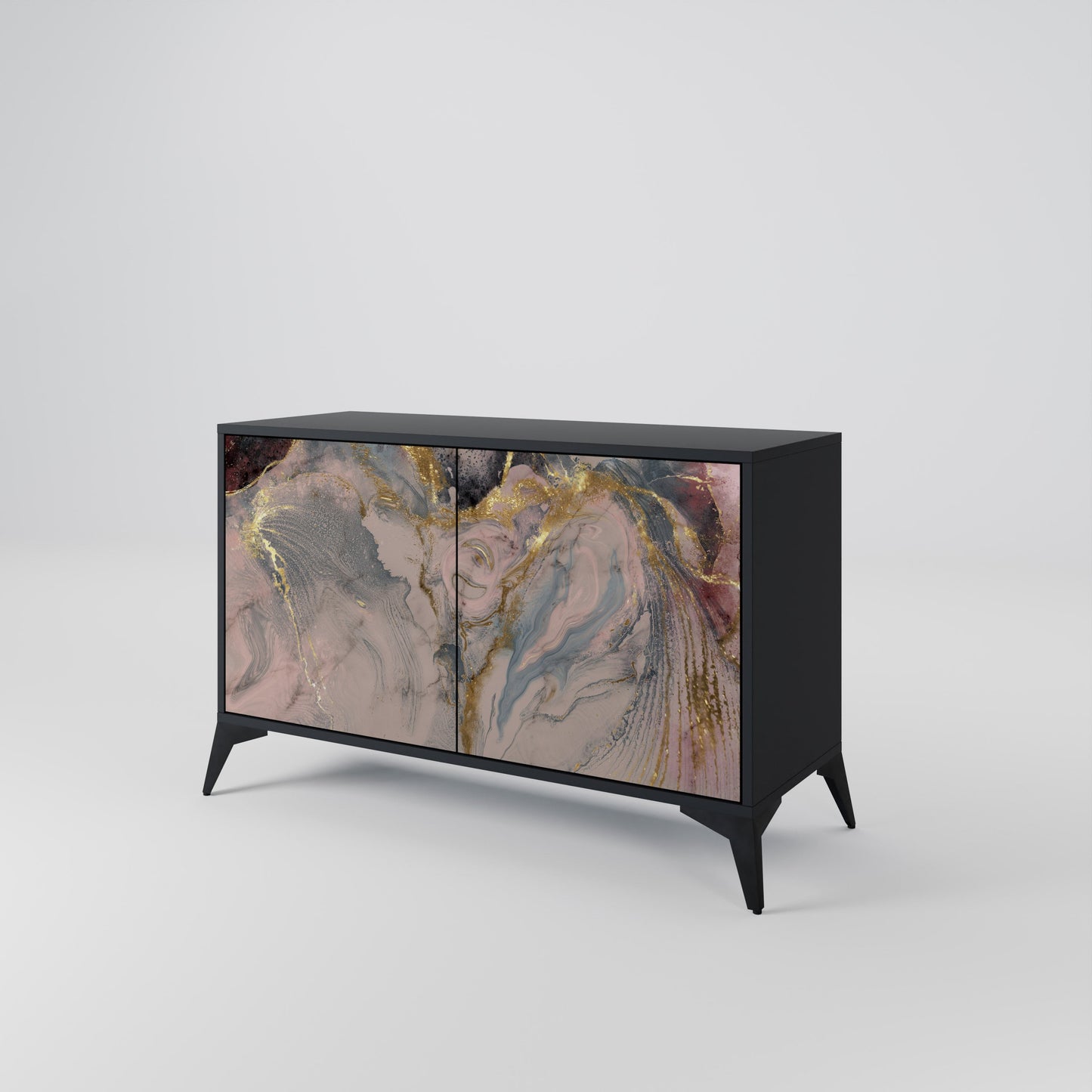 GILDED SWIRLS 2-Door Sideboard in Black Finish