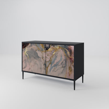 GILDED SWIRLS 2-Door Sideboard in Black Finish