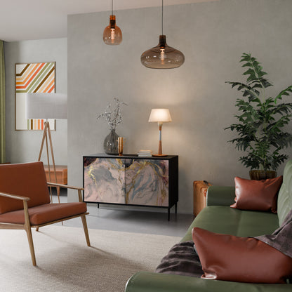 GILDED SWIRLS 2-Door Sideboard in Black Finish