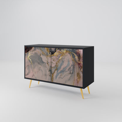GILDED SWIRLS 2-Door Sideboard in Black Finish