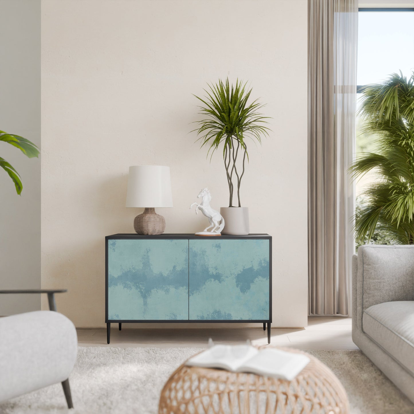 SKY WASH 2-Door Sideboard in Black Finish