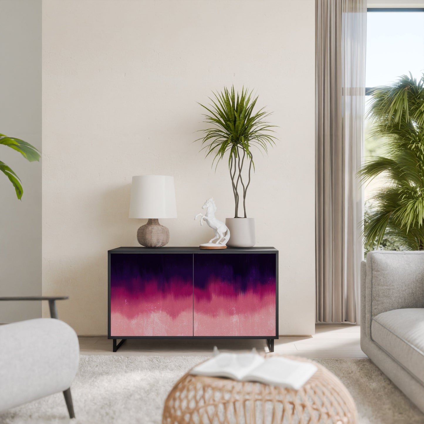 AURORA BOREALIS Madia a 2 Ante in Finitura Nera