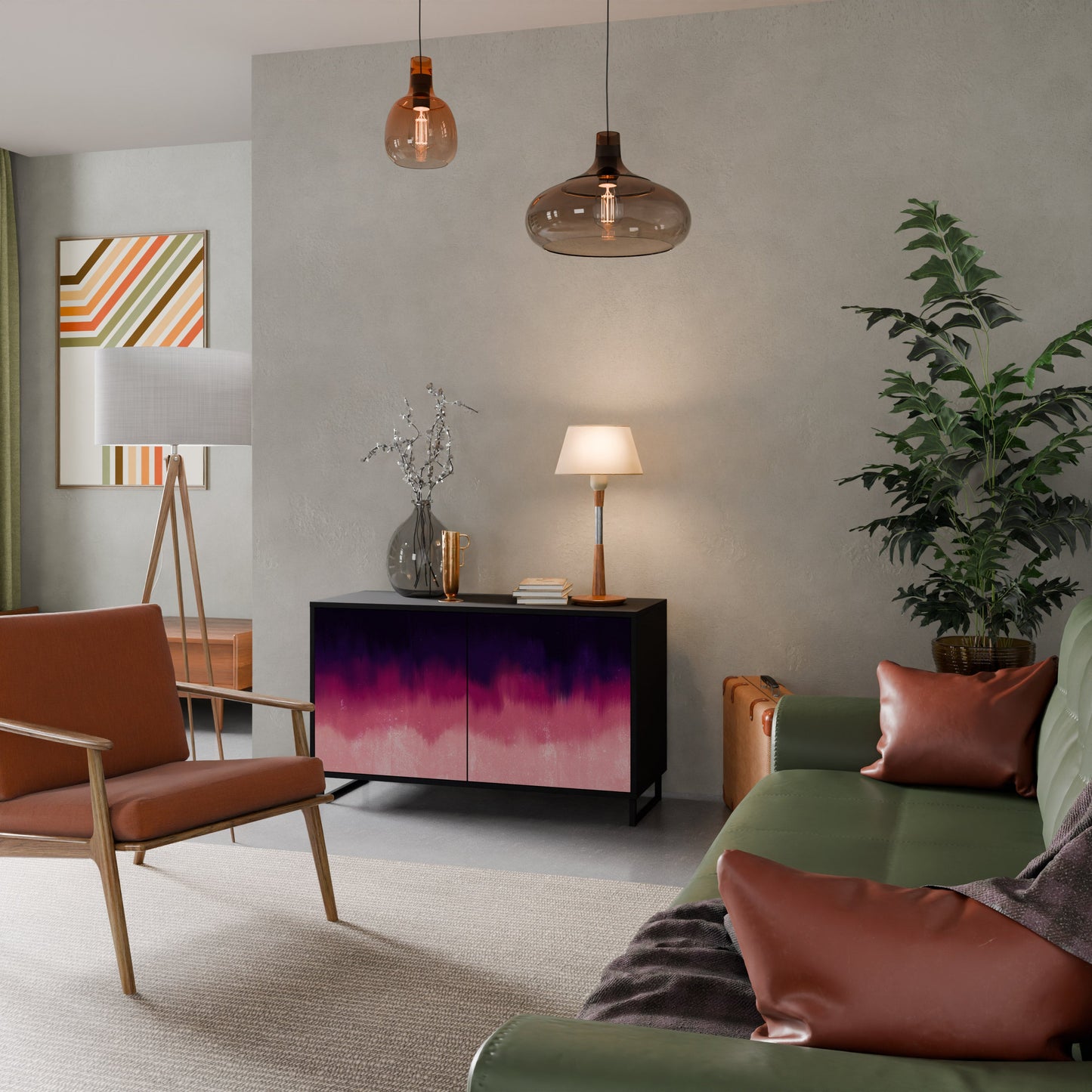 AURORA BOREALIS Madia a 2 Ante in Finitura Nera