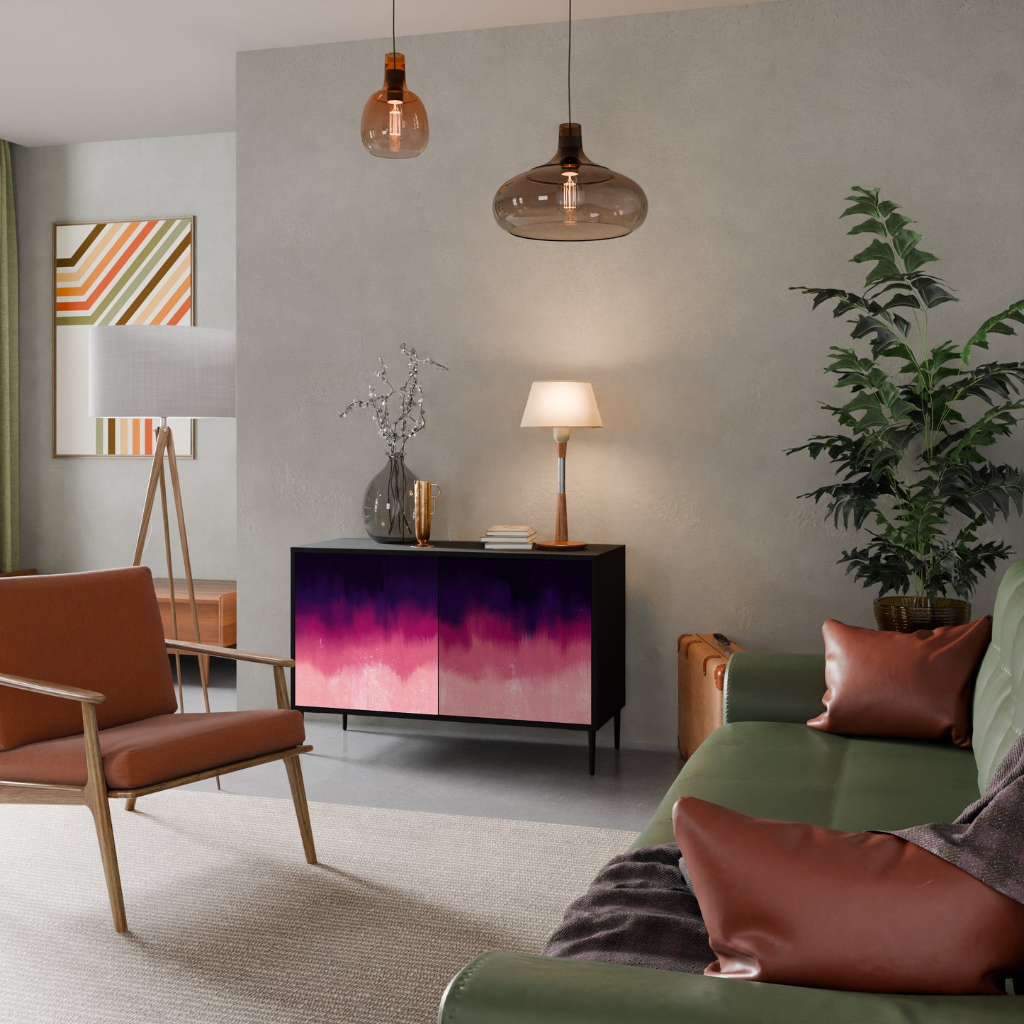 AURORA BOREALIS Madia a 2 Ante in Finitura Nera