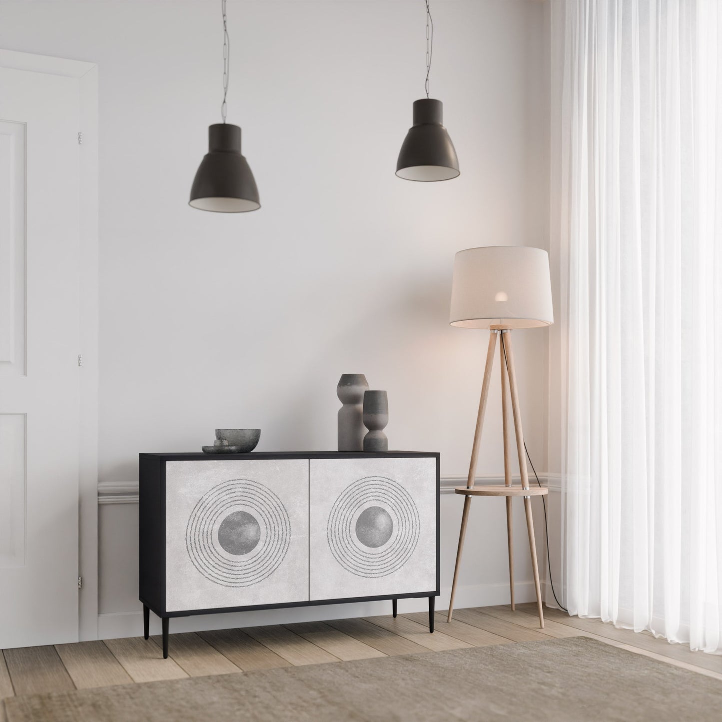 SOLID CIRCLES 2-Door Sideboard in Black Finish