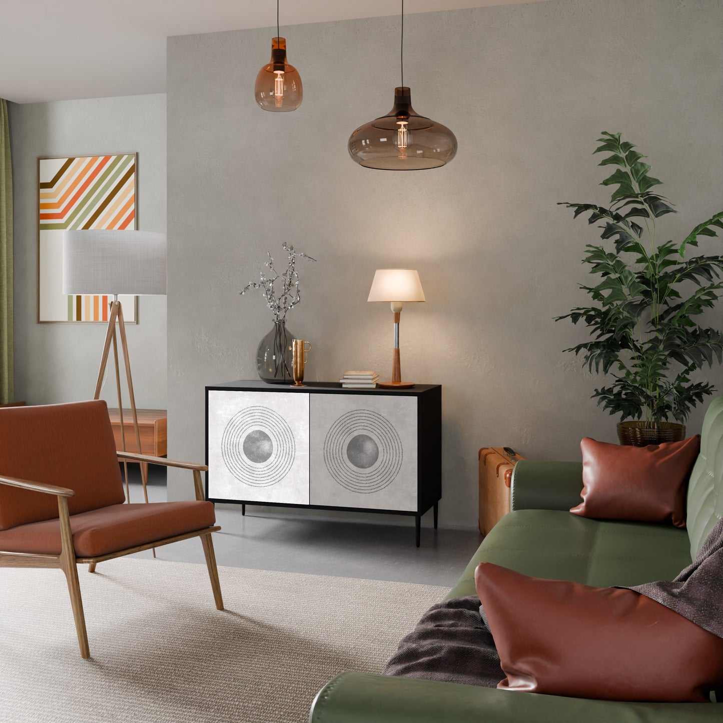 SOLID CIRCLES 2-Door Sideboard in Black Finish