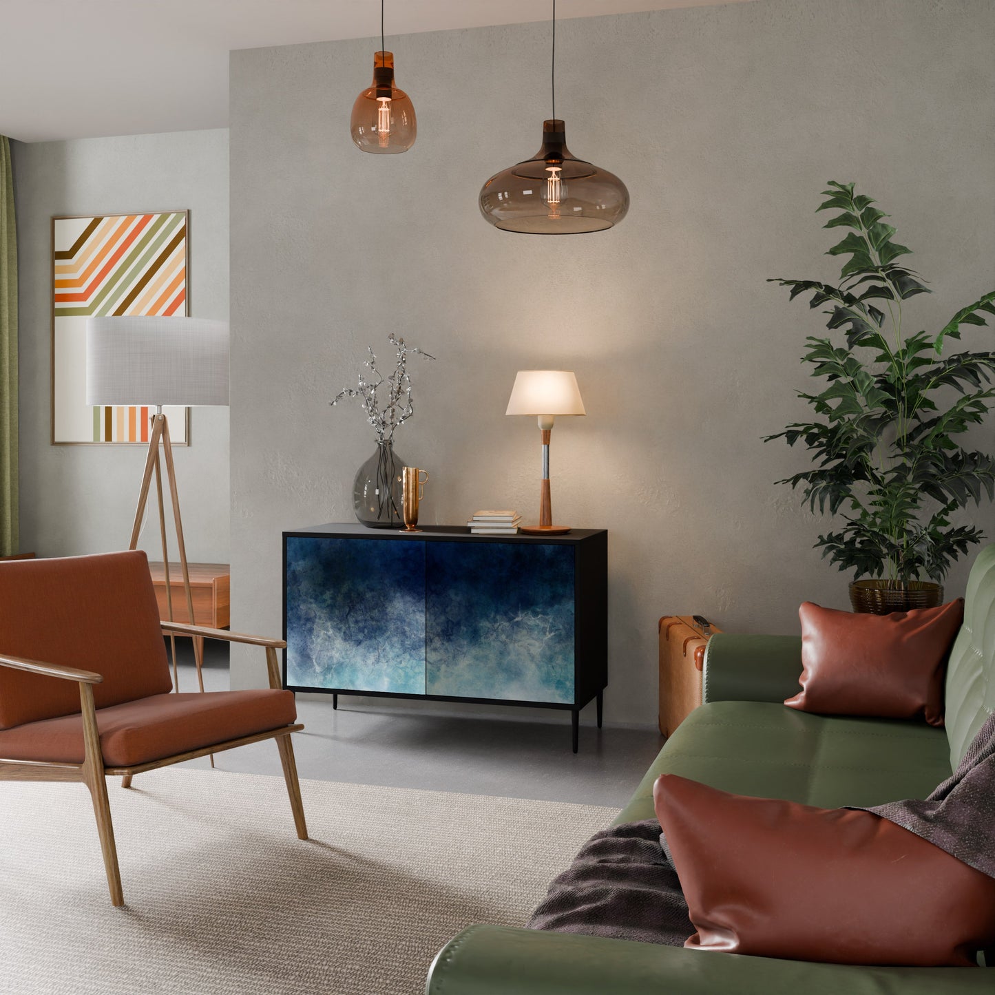 CELESTIAL FALL 2-Door Sideboard in Black Finish