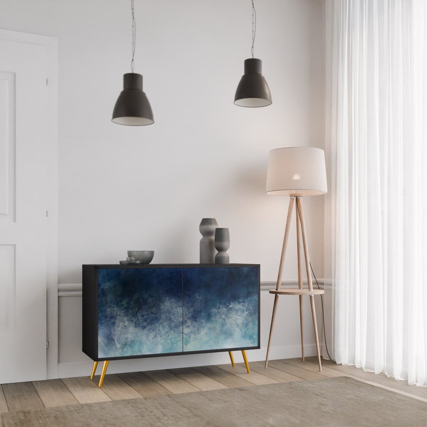 CELESTIAL FALL 2-Door Sideboard in Black Finish