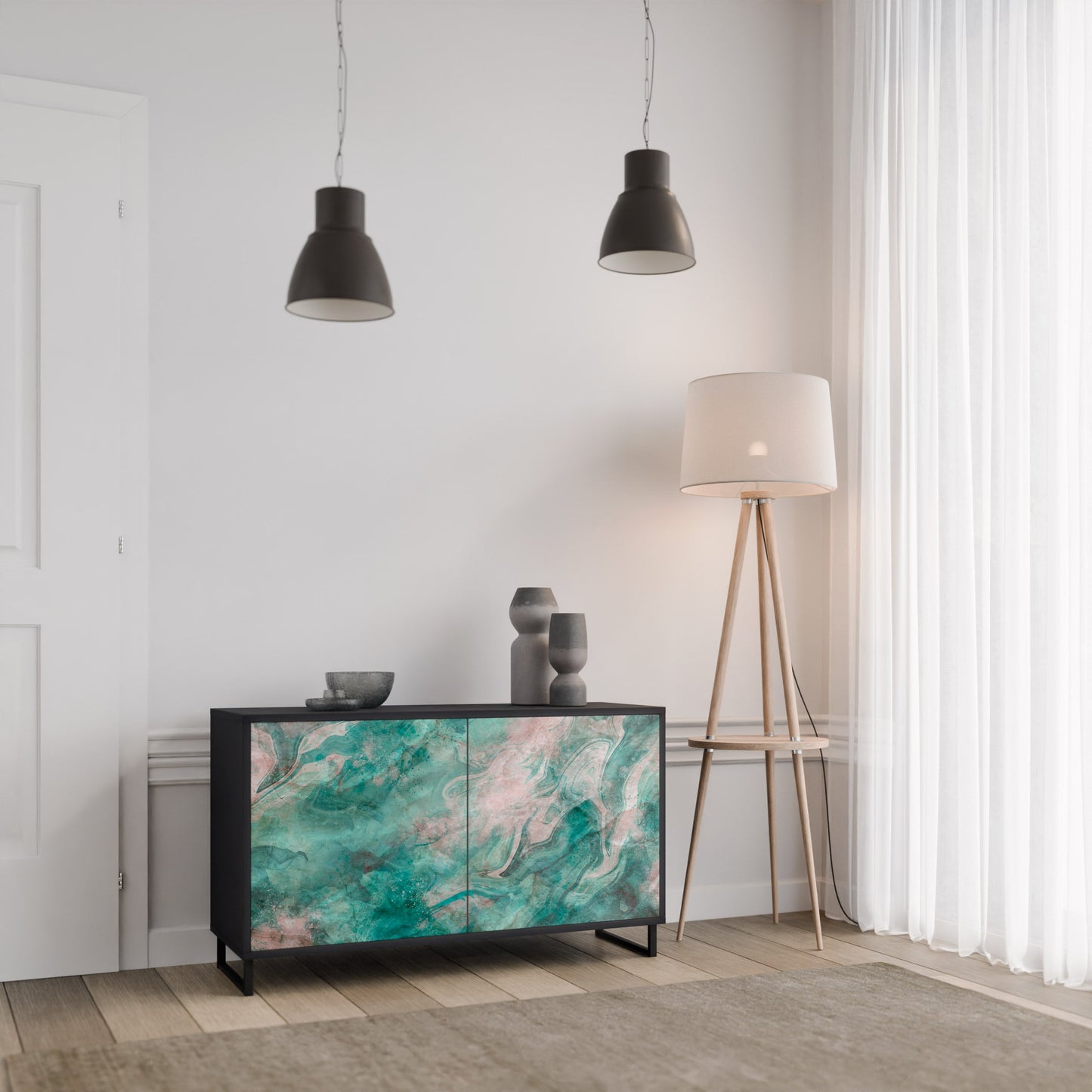 ABSTRACT ALCHEMY 2-Door Sideboard in Black Finish