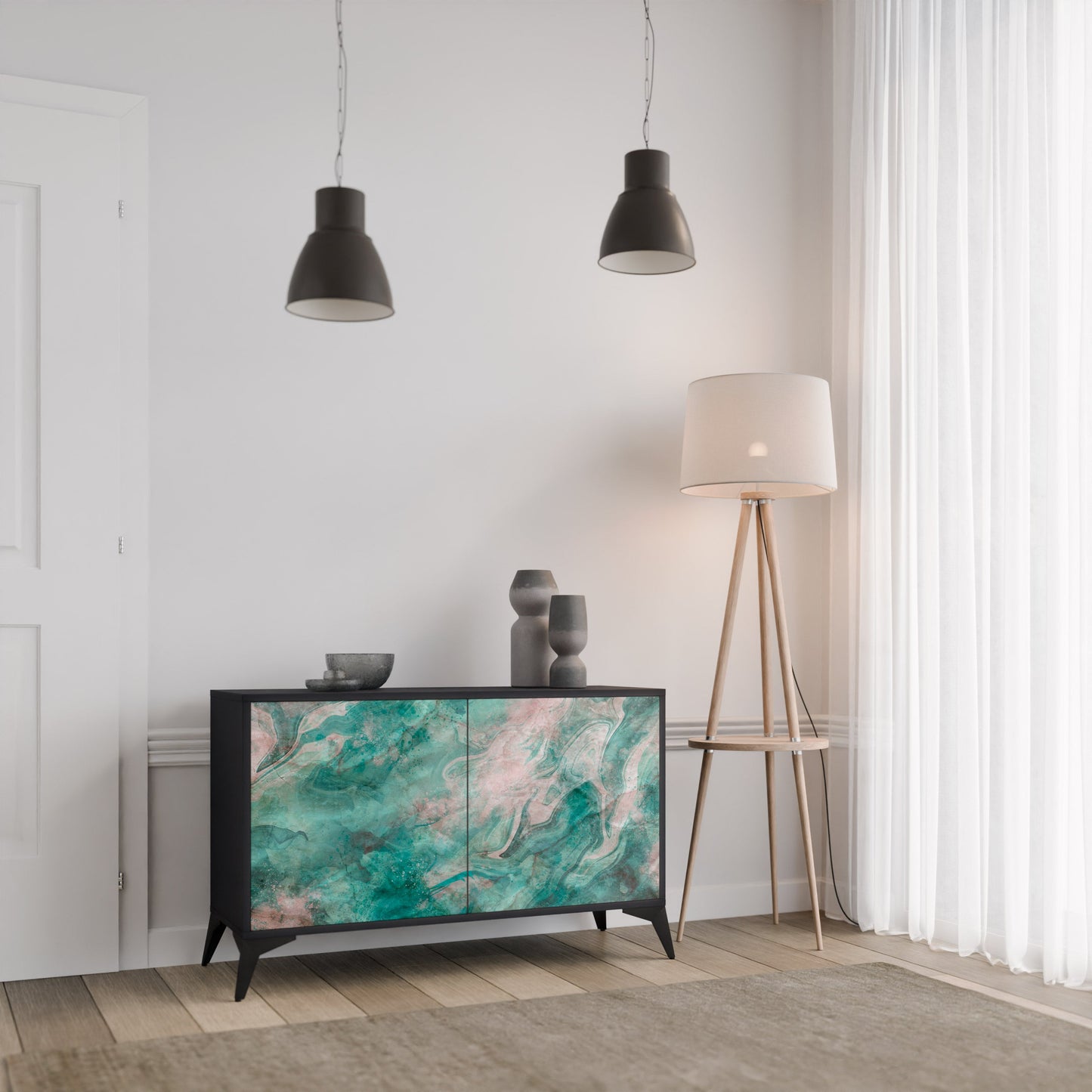 ABSTRACT ALCHEMY 2-Door Sideboard in Black Finish