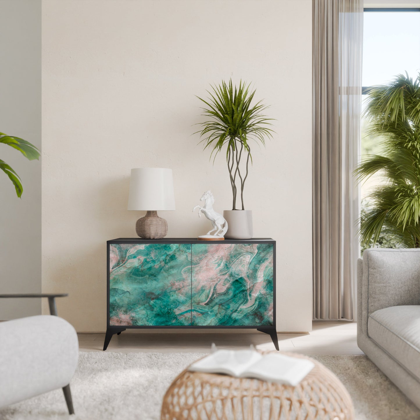 ABSTRACT ALCHEMY 2-Door Sideboard in Black Finish