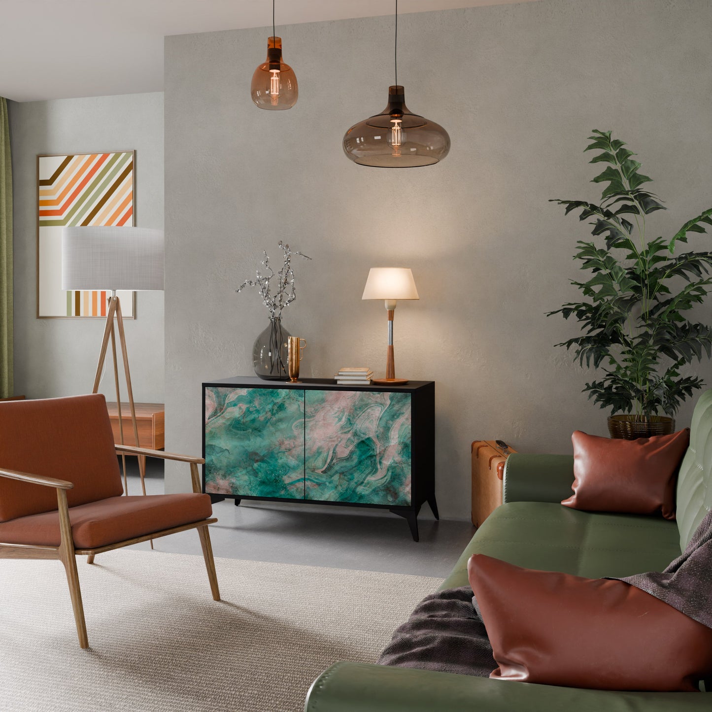 ABSTRACT ALCHEMY 2-Door Sideboard in Black Finish