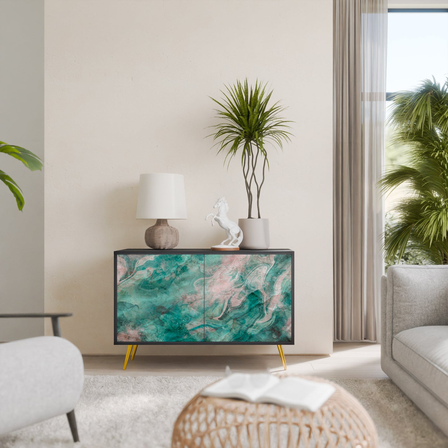 ABSTRACT ALCHEMY 2-Door Sideboard in Black Finish