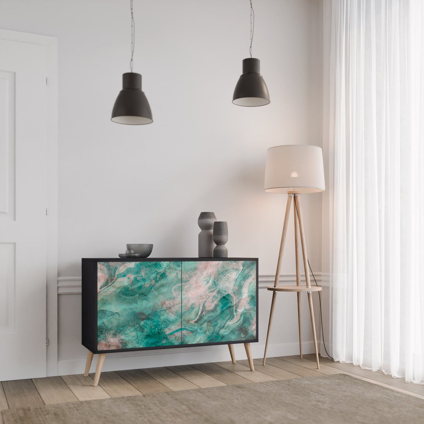 ABSTRACT ALCHEMY 2-Door Sideboard in Black Finish