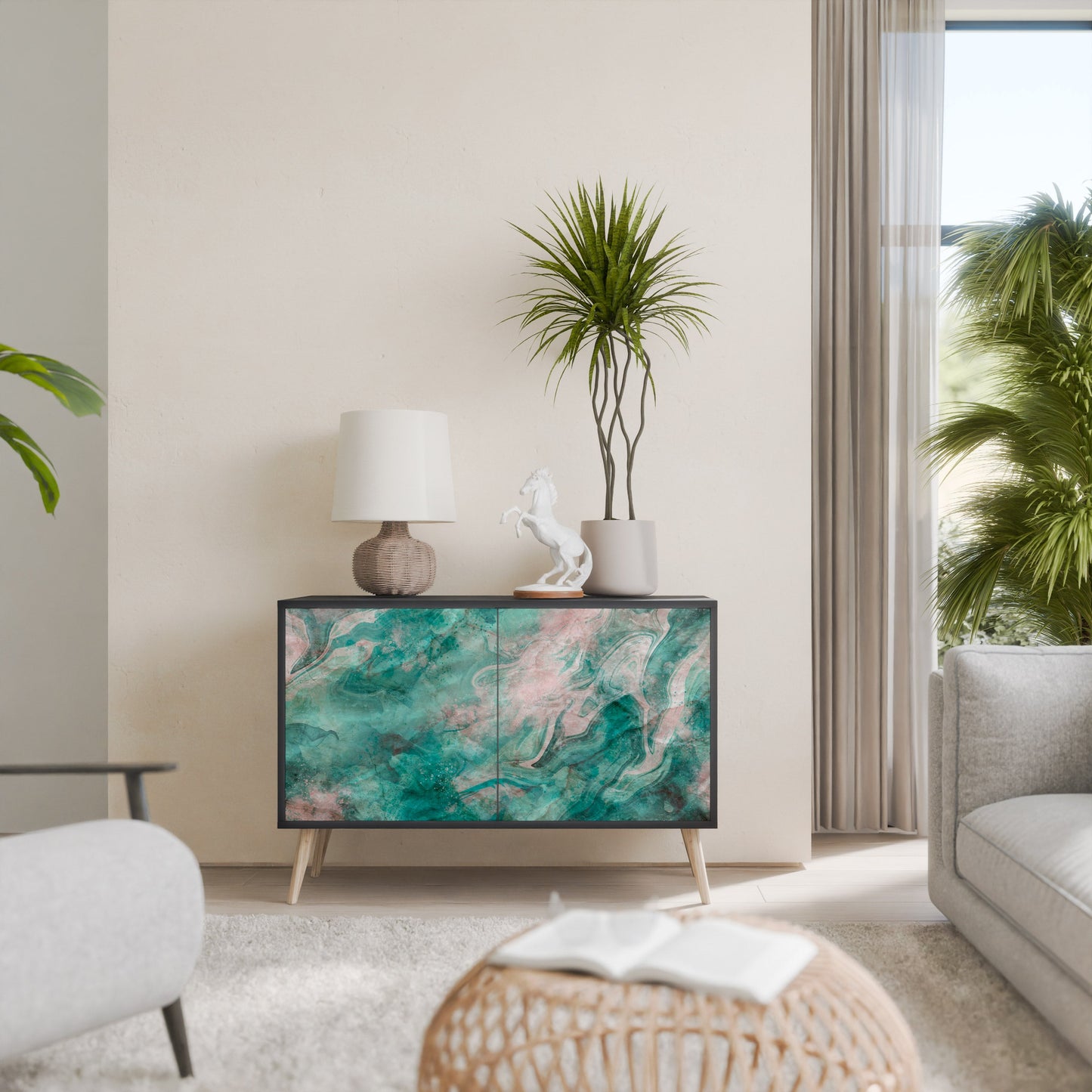 ABSTRACT ALCHEMY 2-Door Sideboard in Black Finish