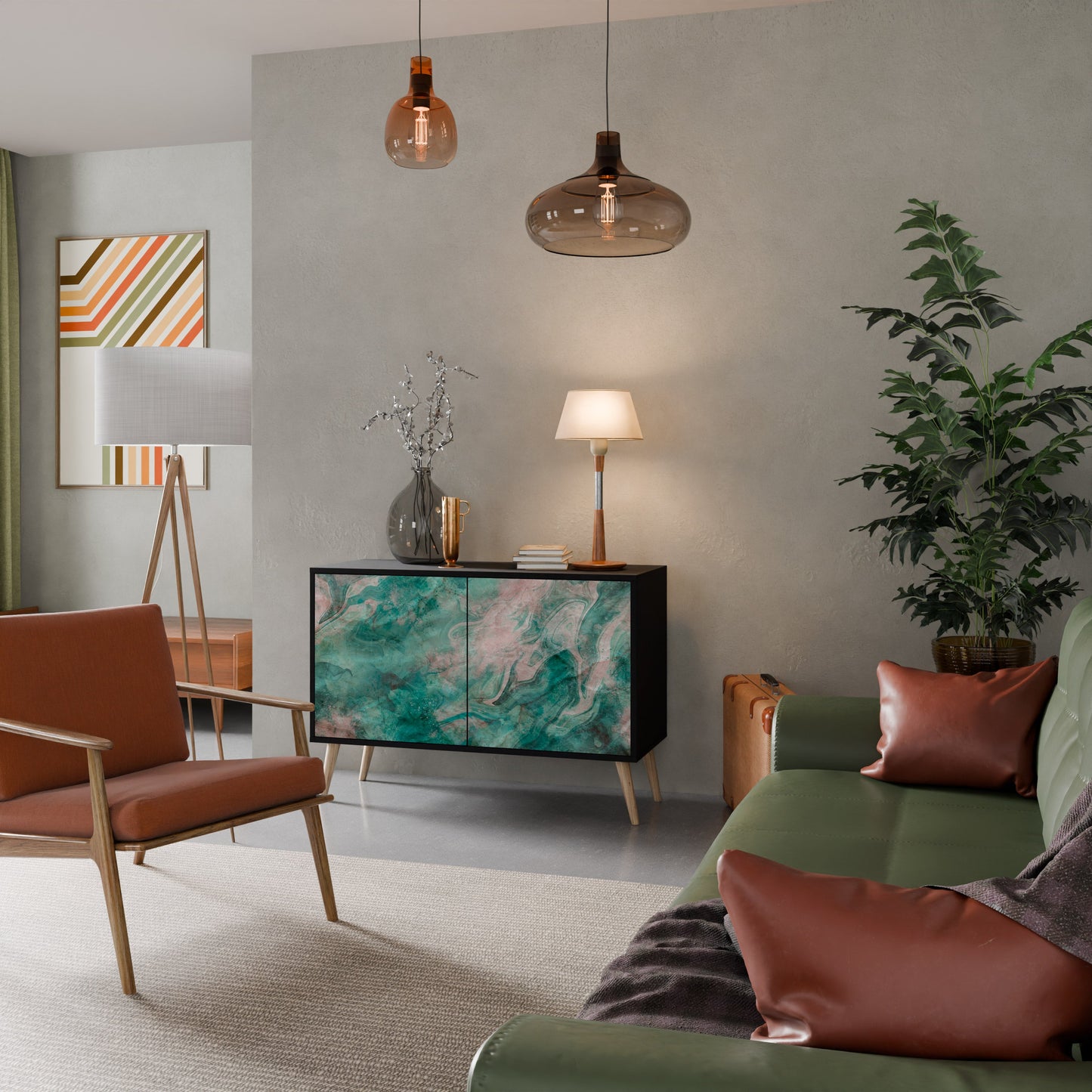 ABSTRACT ALCHEMY 2-Door Sideboard in Black Finish