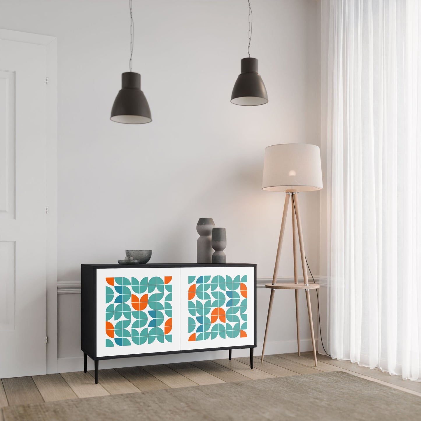 BE THE CHANGE Madia a 2 Ante in Finitura Nera