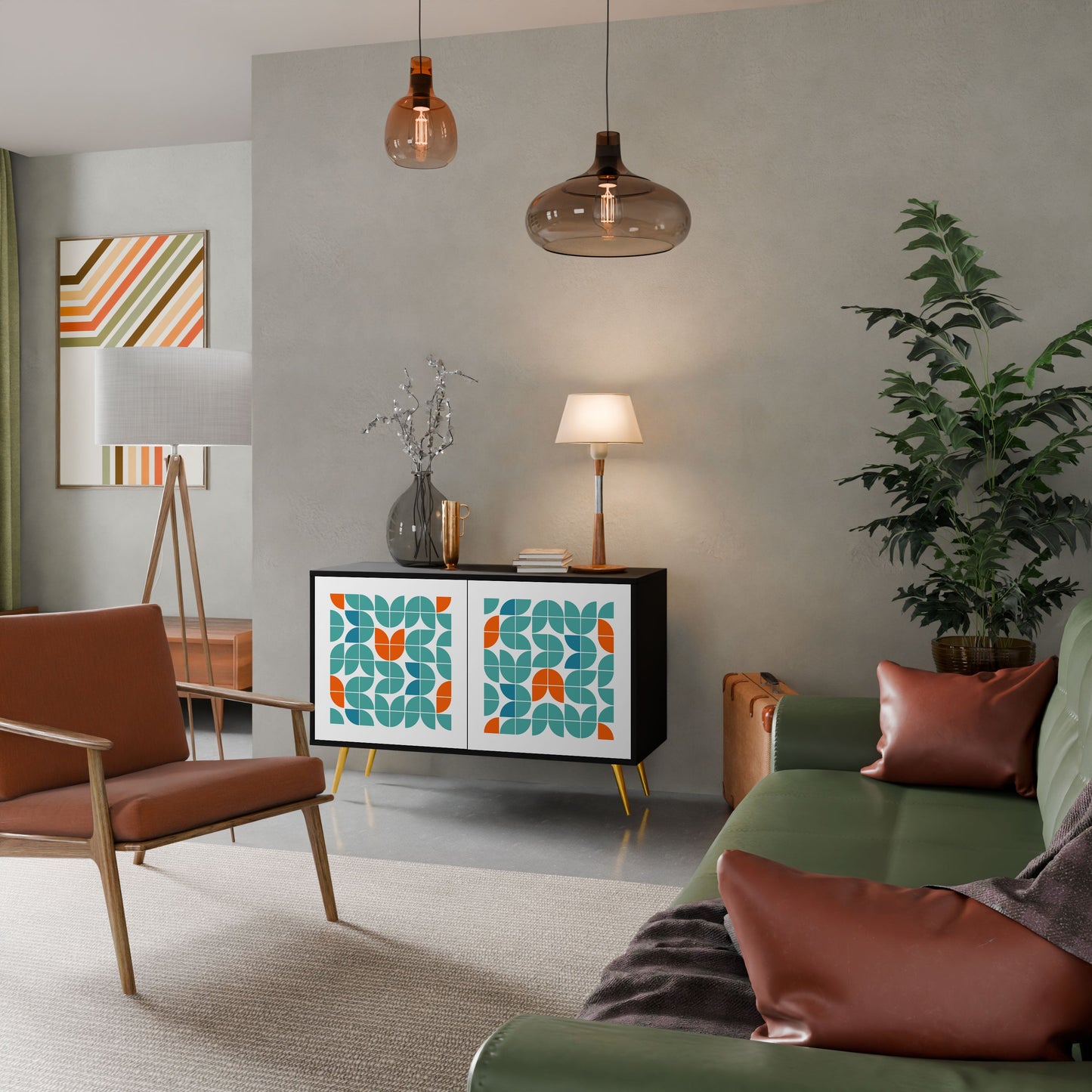 BE THE CHANGE Madia a 2 Ante in Finitura Nera