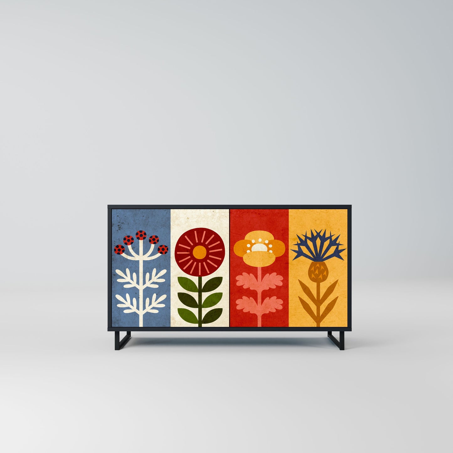 SCANDIC FLOWERET 2-Door Sideboard in Black Finish