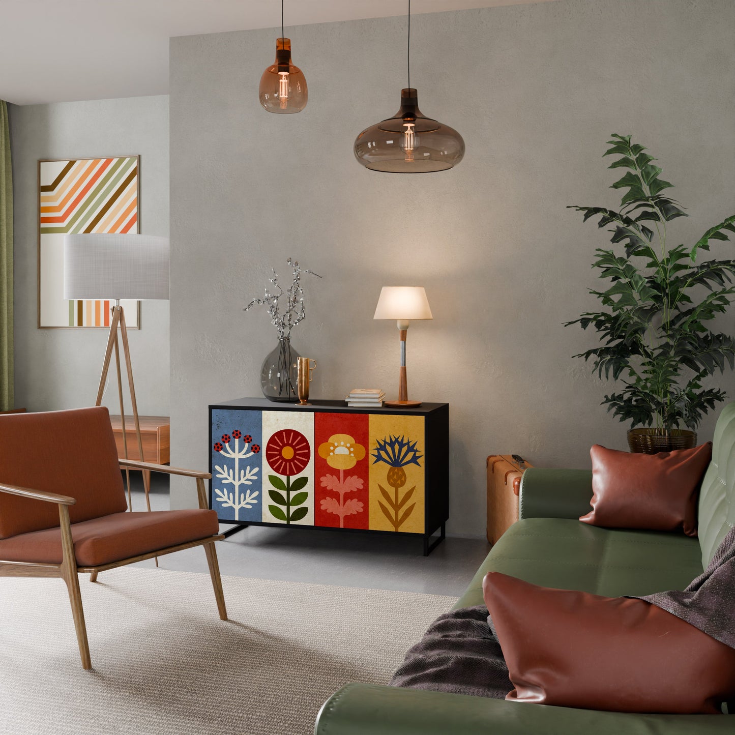 SCANDIC FLOWERET 2-Door Sideboard in Black Finish