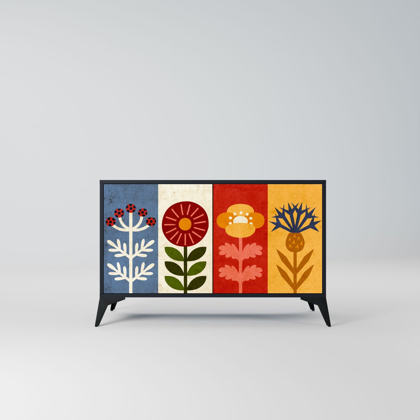 SCANDIC FLOWERET 2-Door Sideboard in Black Finish