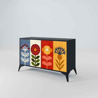 SCANDIC FLOWERET 2-Door Sideboard in Black Finish