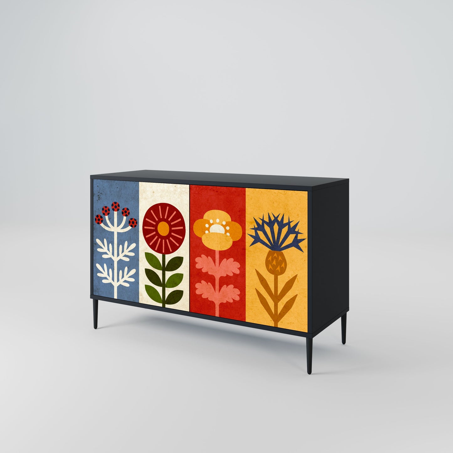 SCANDIC FLOWERET 2-Door Sideboard in Black Finish