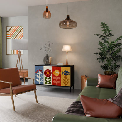 SCANDIC FLOWERET 2-Door Sideboard in Black Finish