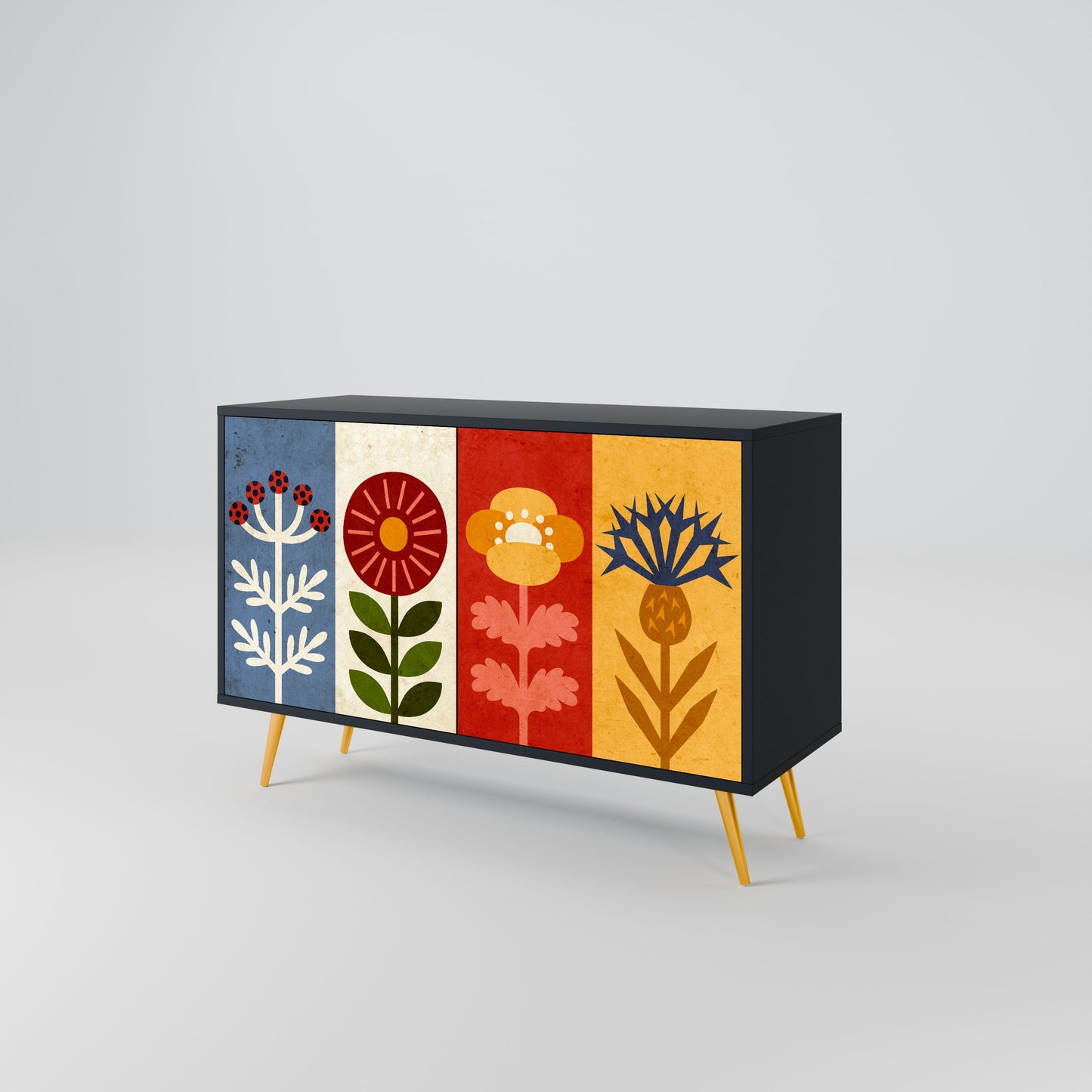 SCANDIC FLOWERET 2-Door Sideboard in Black Finish