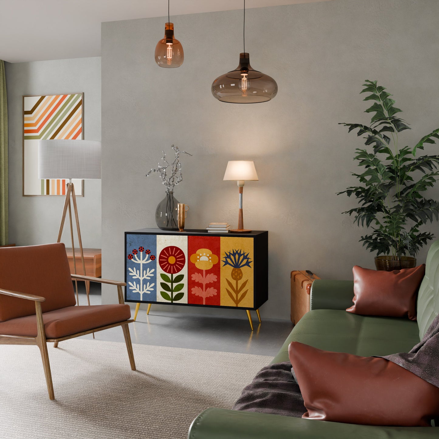 SCANDIC FLOWERET 2-Door Sideboard in Black Finish