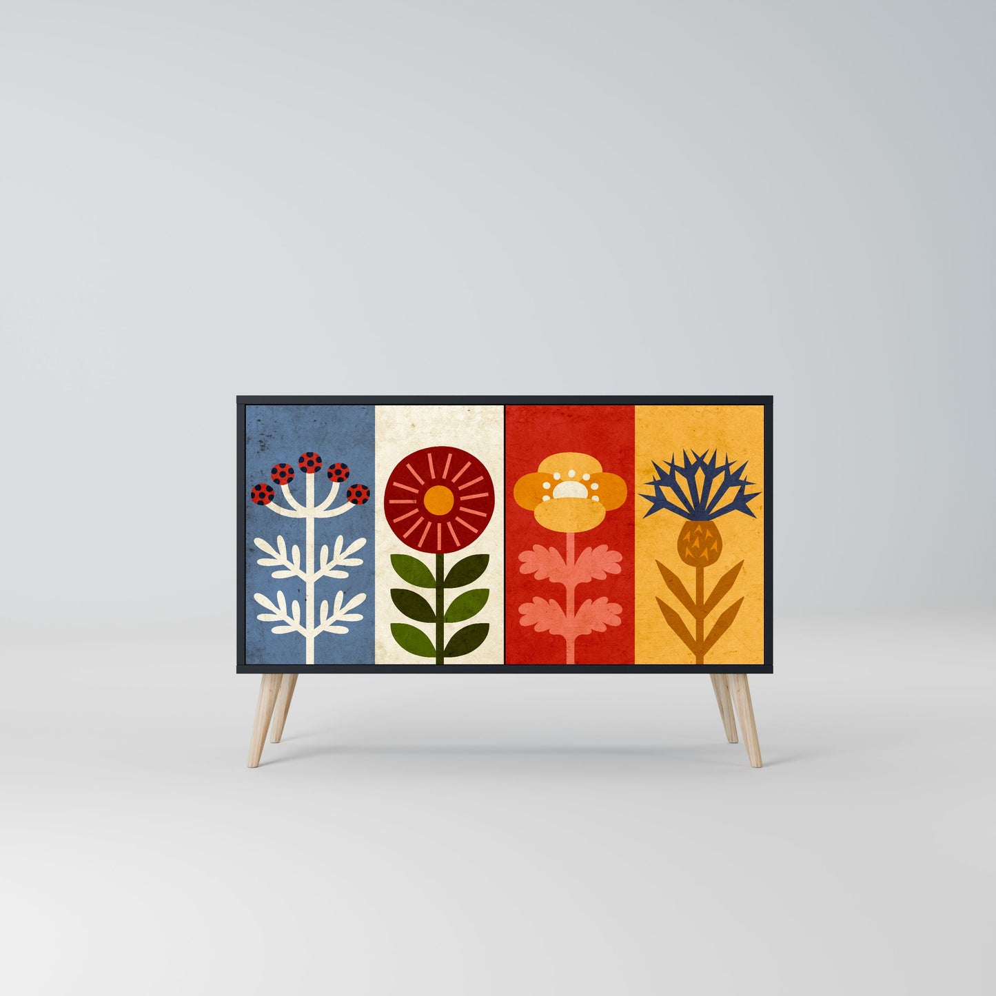 SCANDIC FLOWERET 2-Door Sideboard in Black Finish