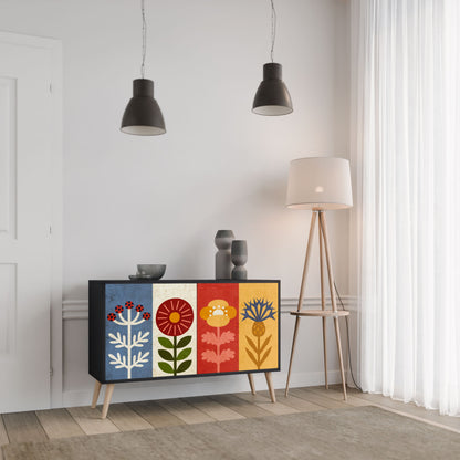 SCANDIC FLOWERET 2-Door Sideboard in Black Finish