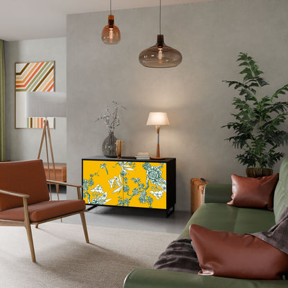 YELLOW CHINOISERIE 2-Door Sideboard in Black Finish