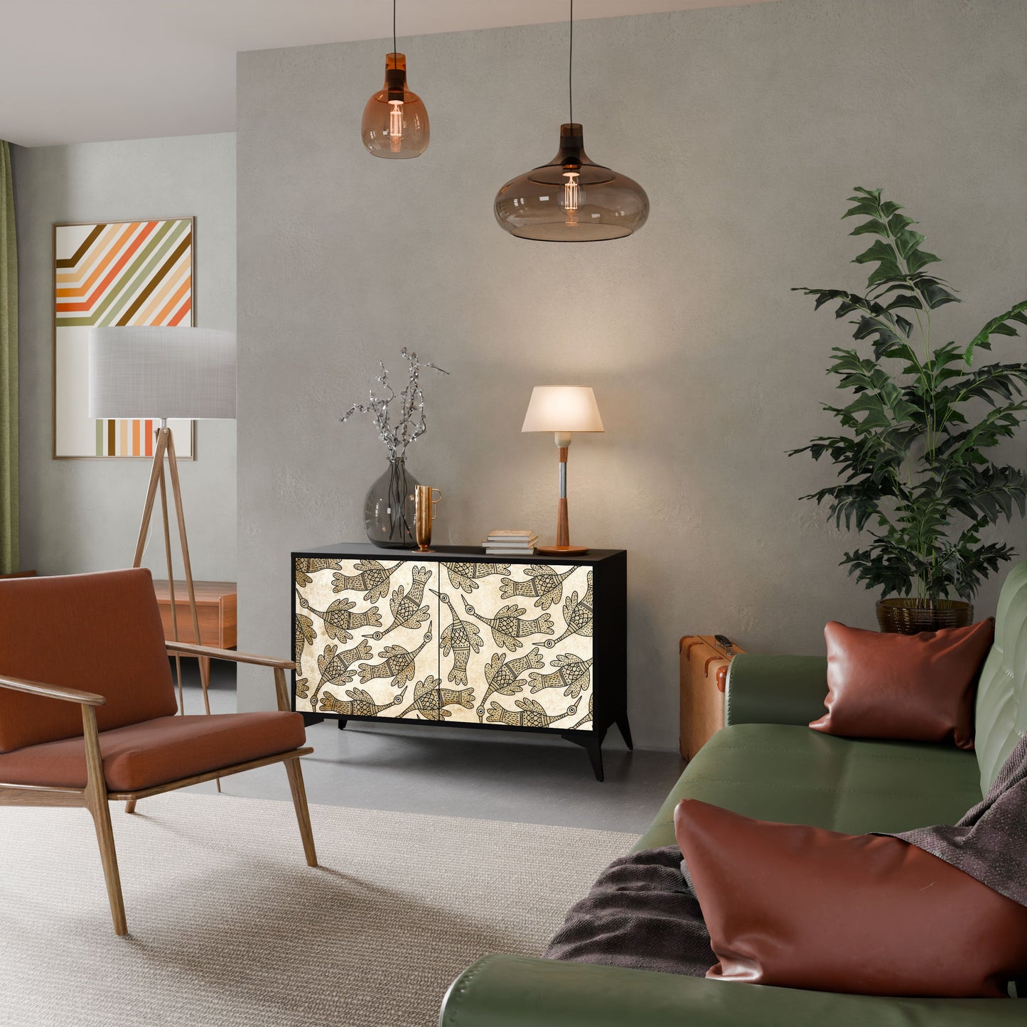 ALMONDINE SONGBIRD Madia a 2 Ante in Finitura Nera