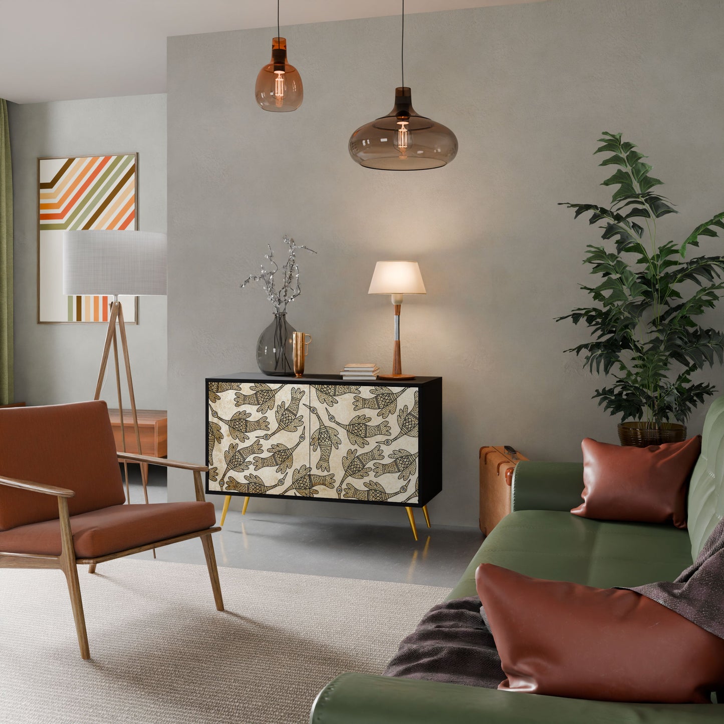 ALMONDINE SONGBIRD Madia a 2 Ante in Finitura Nera