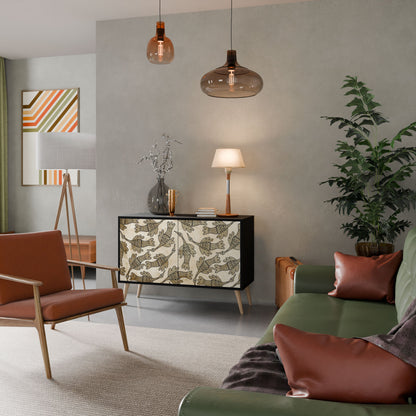 ALMONDINE SONGBIRD Madia a 2 Ante in Finitura Nera