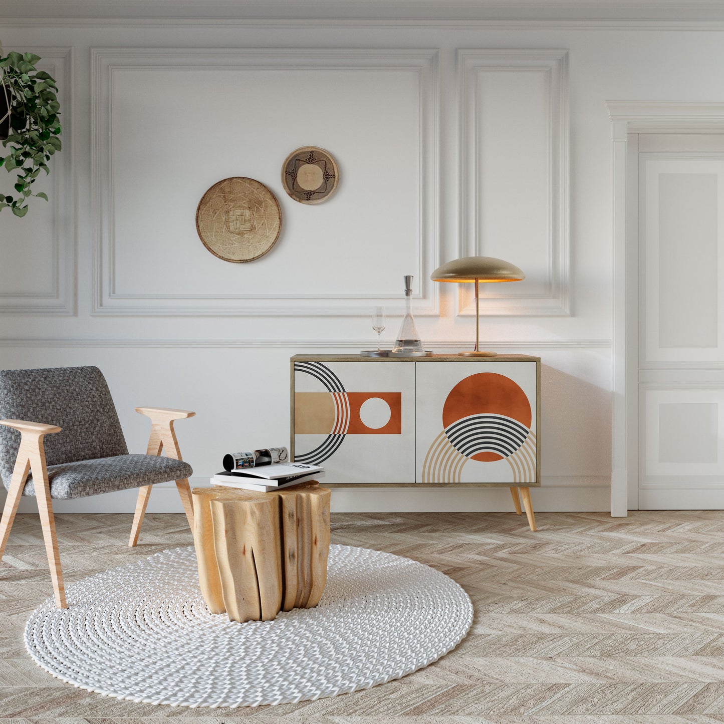 SPACE AROUND Madia a 2 Ante in Effetto Rovere