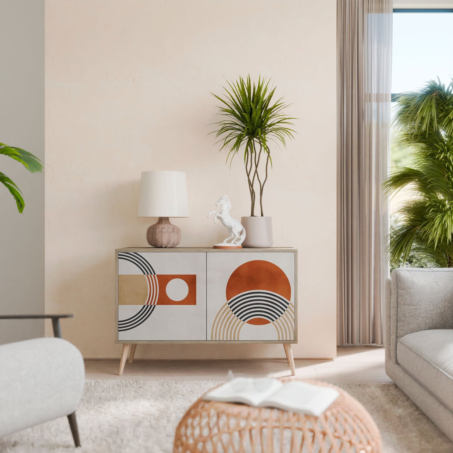 SPACE AROUND Madia a 2 Ante in Effetto Rovere