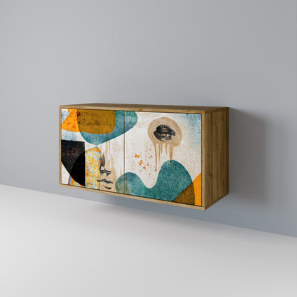 ABSTRACT FACES 2-Door Sideboard in Oak Effect