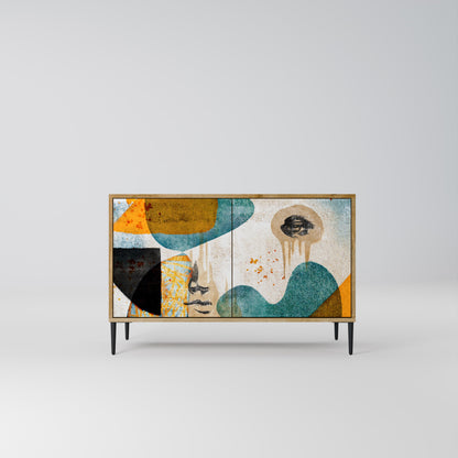 ABSTRACT FACES 2-Door Sideboard in Oak Effect