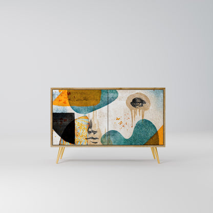 ABSTRACT FACES 2-Door Sideboard in Oak Effect