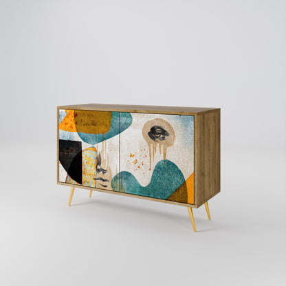 ABSTRACT FACES 2-Door Sideboard in Oak Effect